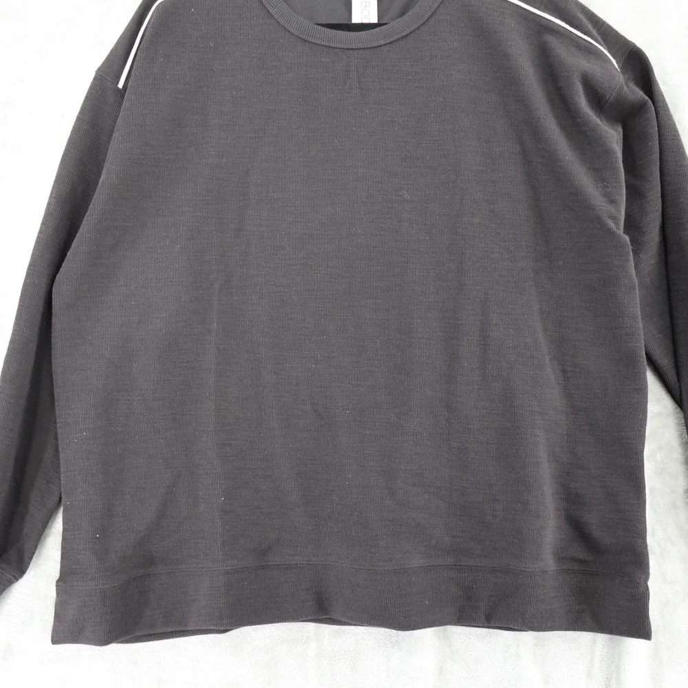 Cotton On Body Ribbed Long Sleeve Beach Top Women Medium Black Piping Resort NWT